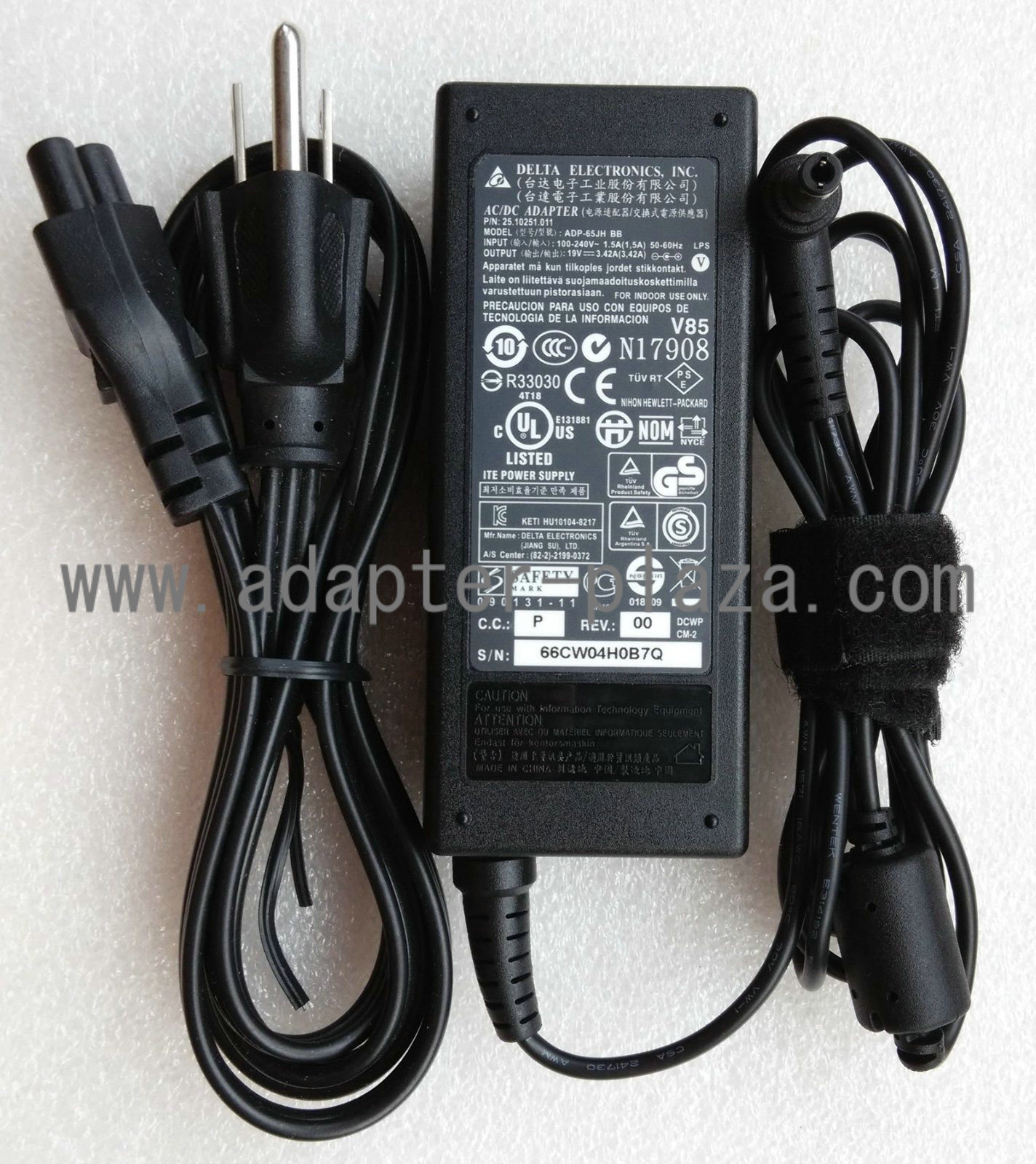 New Genuine Delta 65W 19V 3.42A ADP-65HB BB AC Adapter for Clevo W550SU1 Notebook - Click Image to Close
